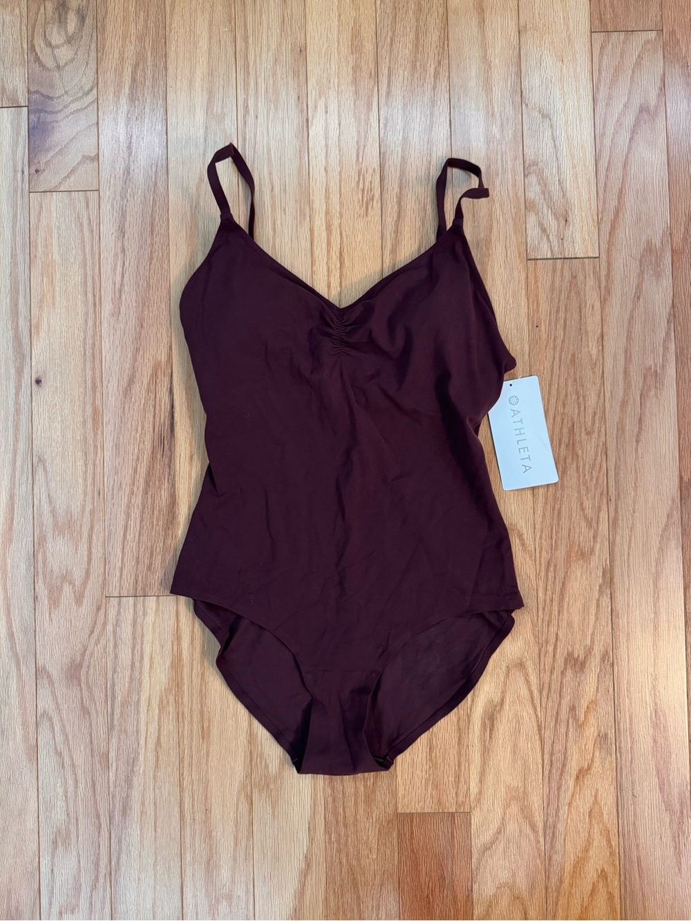 NWT Athleta Avant Open Back Bodysuit Burgundy Size Medium